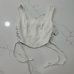 White Denim Corset Top